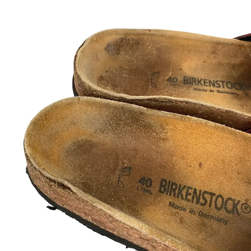 Birkenstock Red Single-Band Cork Footbed Sandals